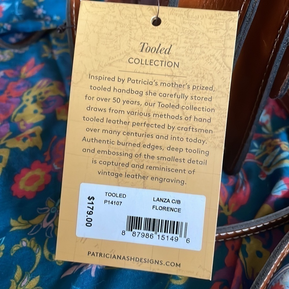 Brand New Patricia Nash Genuine Tooled Leather Lanza Crossbody Purse Florence - Picture 6 of 16